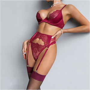 European and American export quality sexy lingerie set featuring high end see through lace embroidery and eyelash trim a seductive and alluring bra image 2