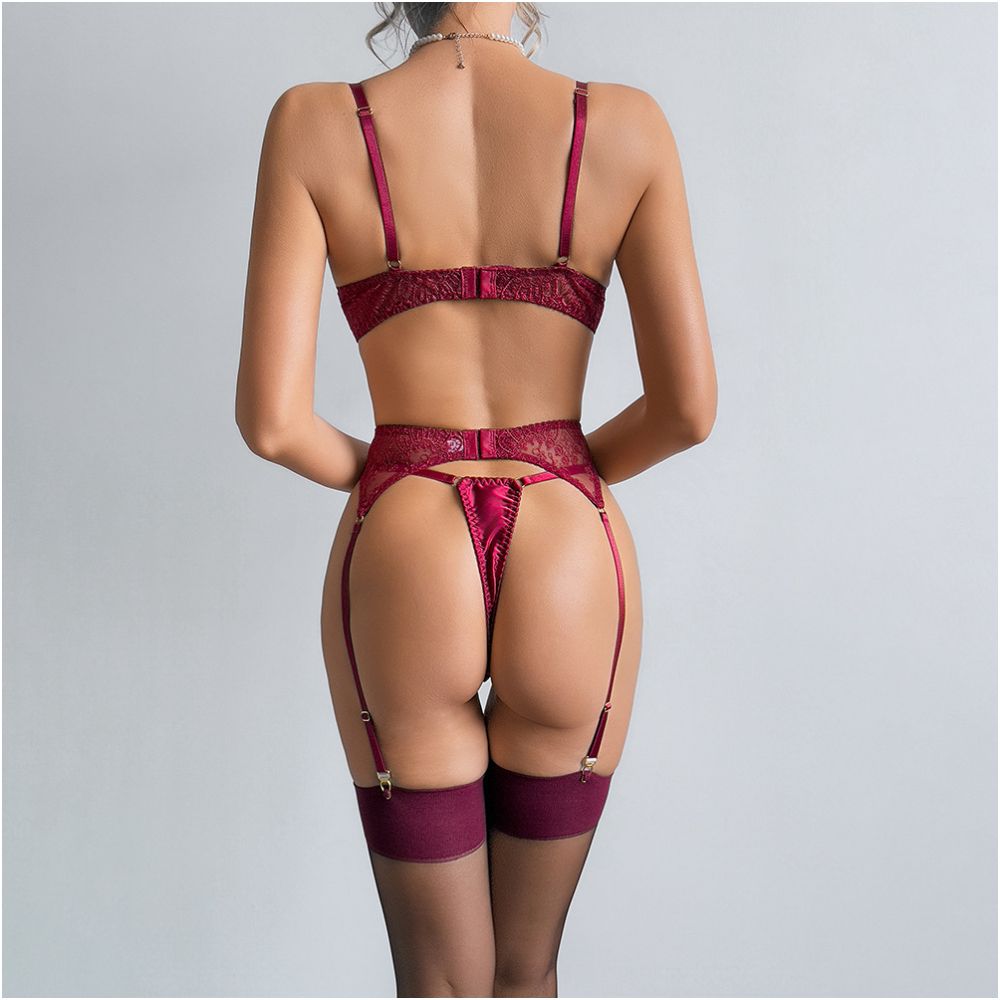 European and American export quality sexy lingerie set featuring high end see through lace embroidery and eyelash trim a seductive and alluring bra image 4