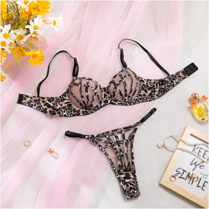 Leopard Print Strappy Lingerie Set