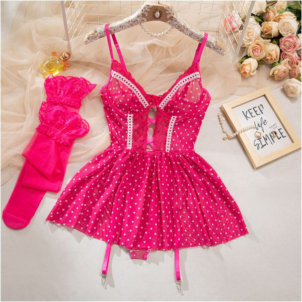 Pink Polka Dot Babydoll Lingerie