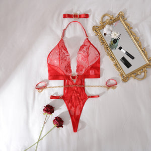 Bodysuit with Gold Chain & Choker