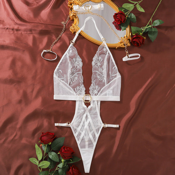 Bodysuit with Gold Chain & Choker