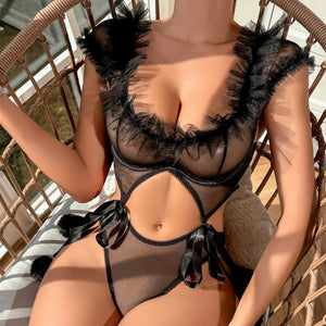 Bodysuit with Cut-Out Design – Sexy Tie-Side Lingerie Teddy