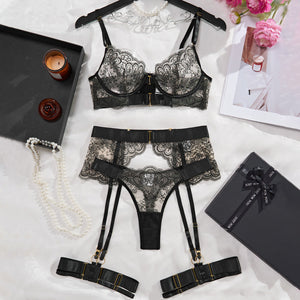Luxury Lace Bra & Garter Set –  Adjustable Straps